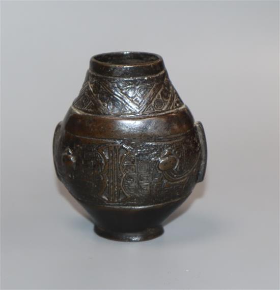 A 17th / 18th century Chinese miniature bronze vase